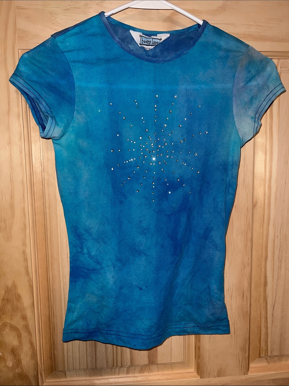 Blue Bejeweled Short-Sleeve Tee by Hourglass Y2K